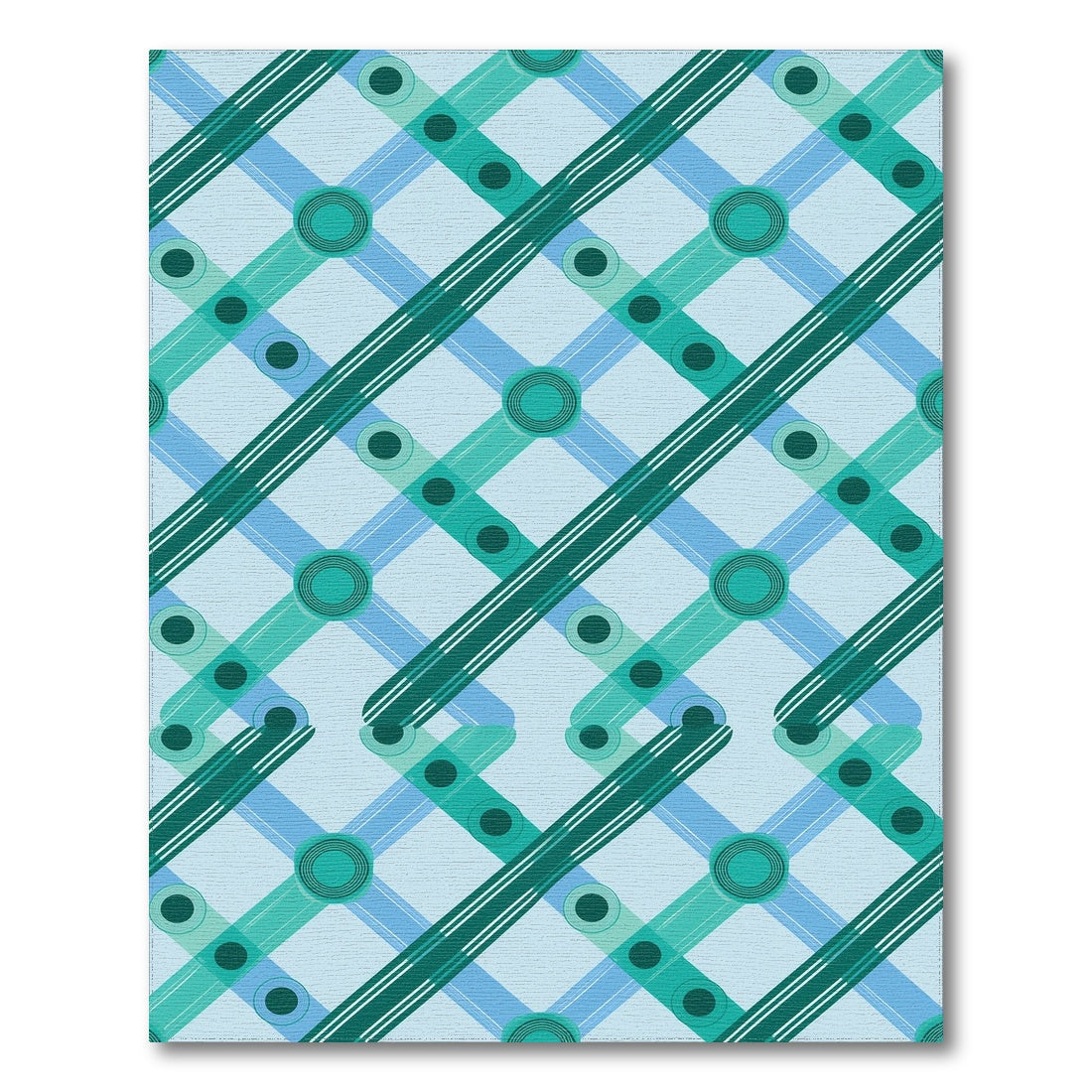 Teal Lattice Geometric Washable Area Rug