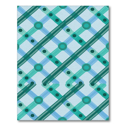 Teal Lattice Geometric Washable Area Rug