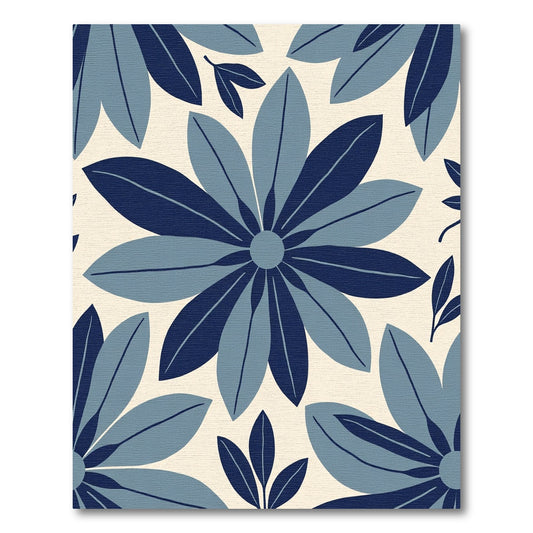 Deep Blue Daisy Bloom Rug