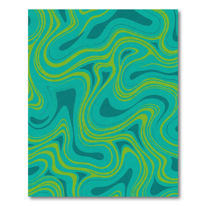 Teal Lime Swirl Fluid Rug