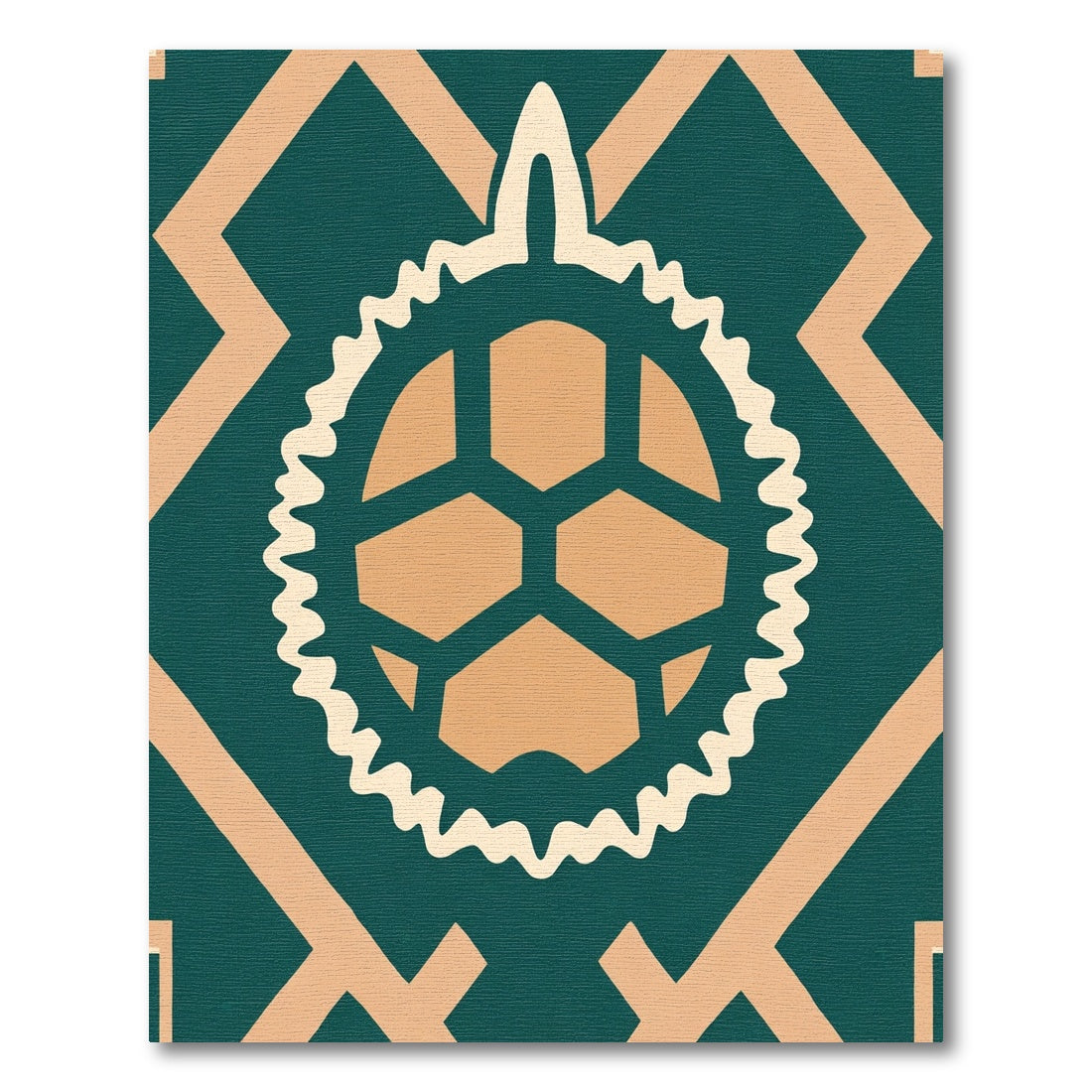 Teal Peach Geometric Sunburst Rug
