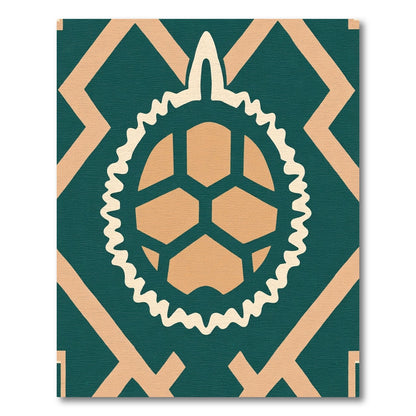 Teal Peach Geometric Sunburst Rug