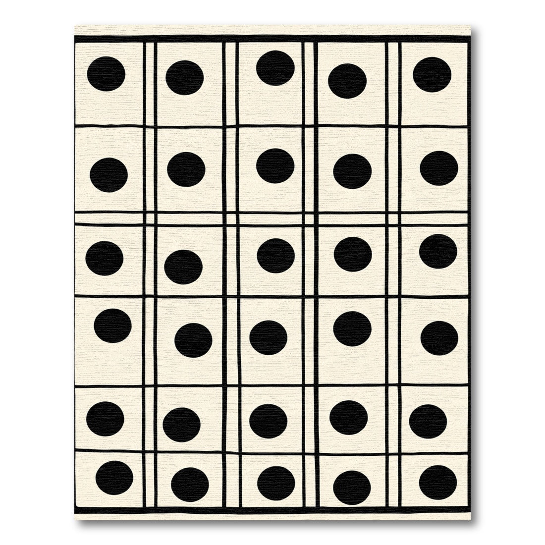 Cream Black Grid Dot Arrangement Rug