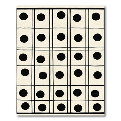 Cream Black Grid Dot Arrangement Rug