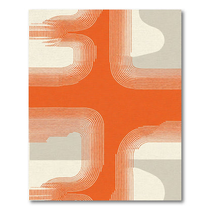 Orange Abstract Stripe Arch Rug