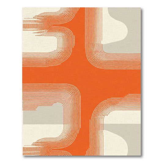 Orange Abstract Stripe Arch Rug