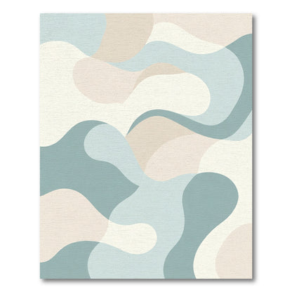 Abstract Teal Cream Swirl Landscape Rug