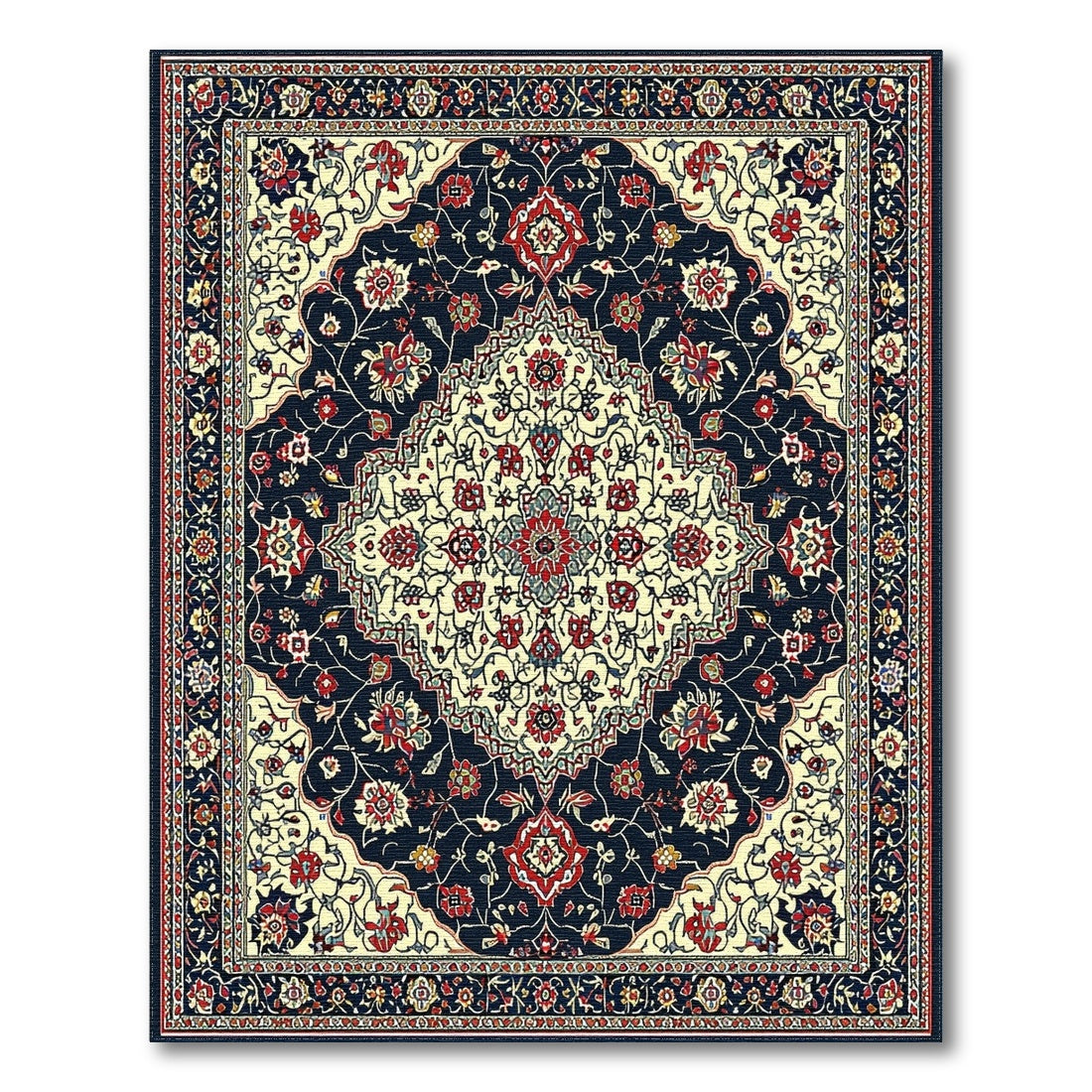 Navy Blue Traditional Persian No. 8 Area Rug