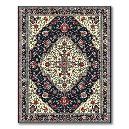 Navy Blue Traditional Persian No. 8 Area Rug
