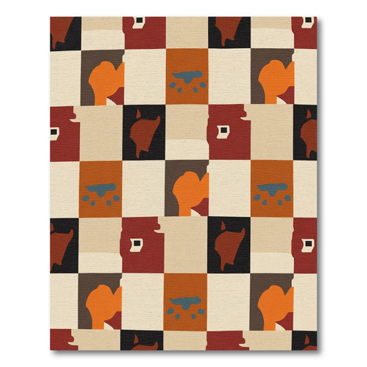 Earthy Tones Abstract Checkerboard Rug