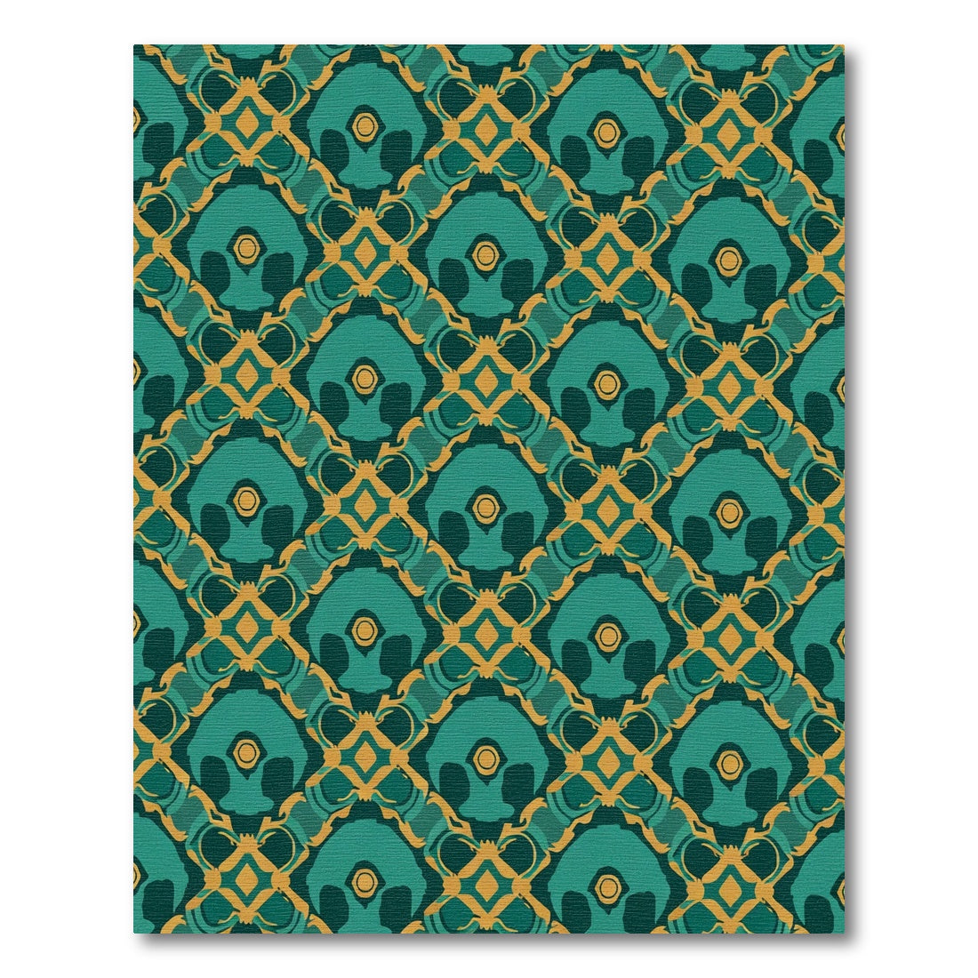 Teal Gold Lattice Arch Medallion Riad Rug