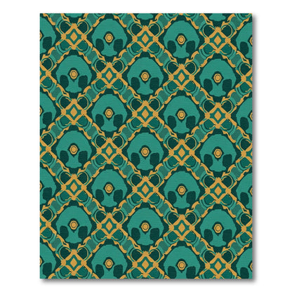 Teal Gold Lattice Arch Medallion Riad Rug