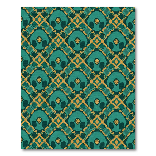 Teal Gold Lattice Arch Medallion Riad Rug
