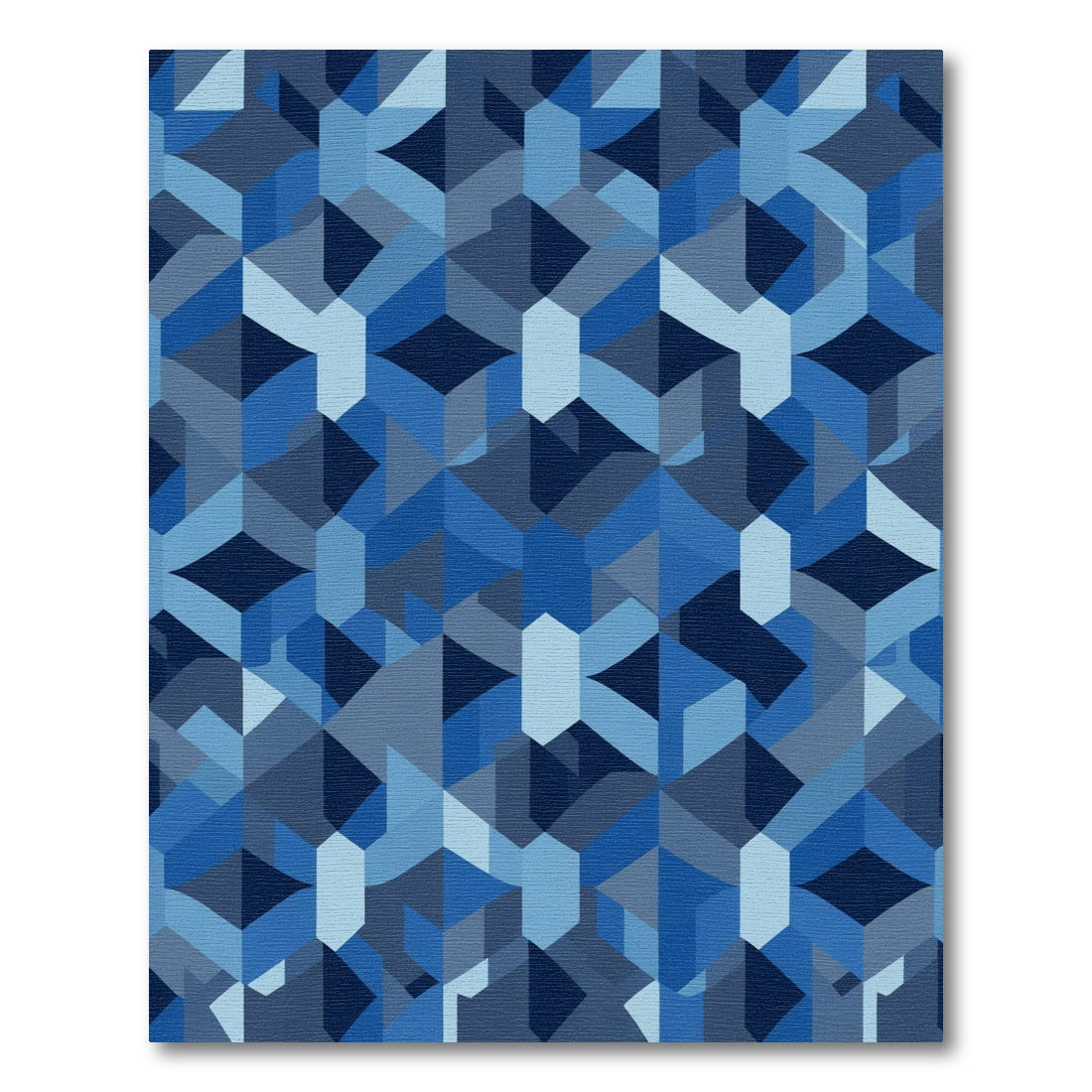 Deep Blue Geometric Illusion Rug