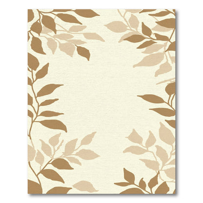 Brown Leafy Branches Cream Border Rug
