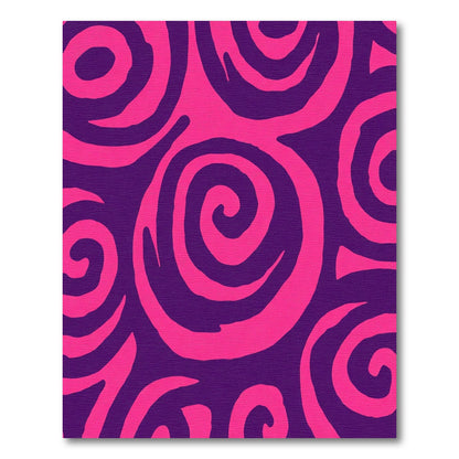 Vibrant Pink Swirls On Purple Field Rug