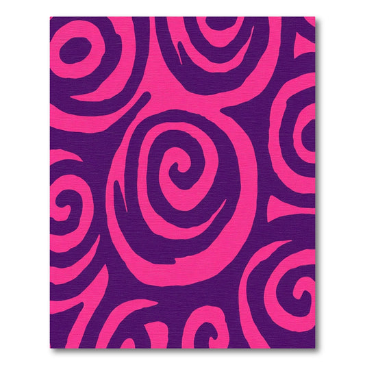 Vibrant Pink Swirls On Purple Field Rug
