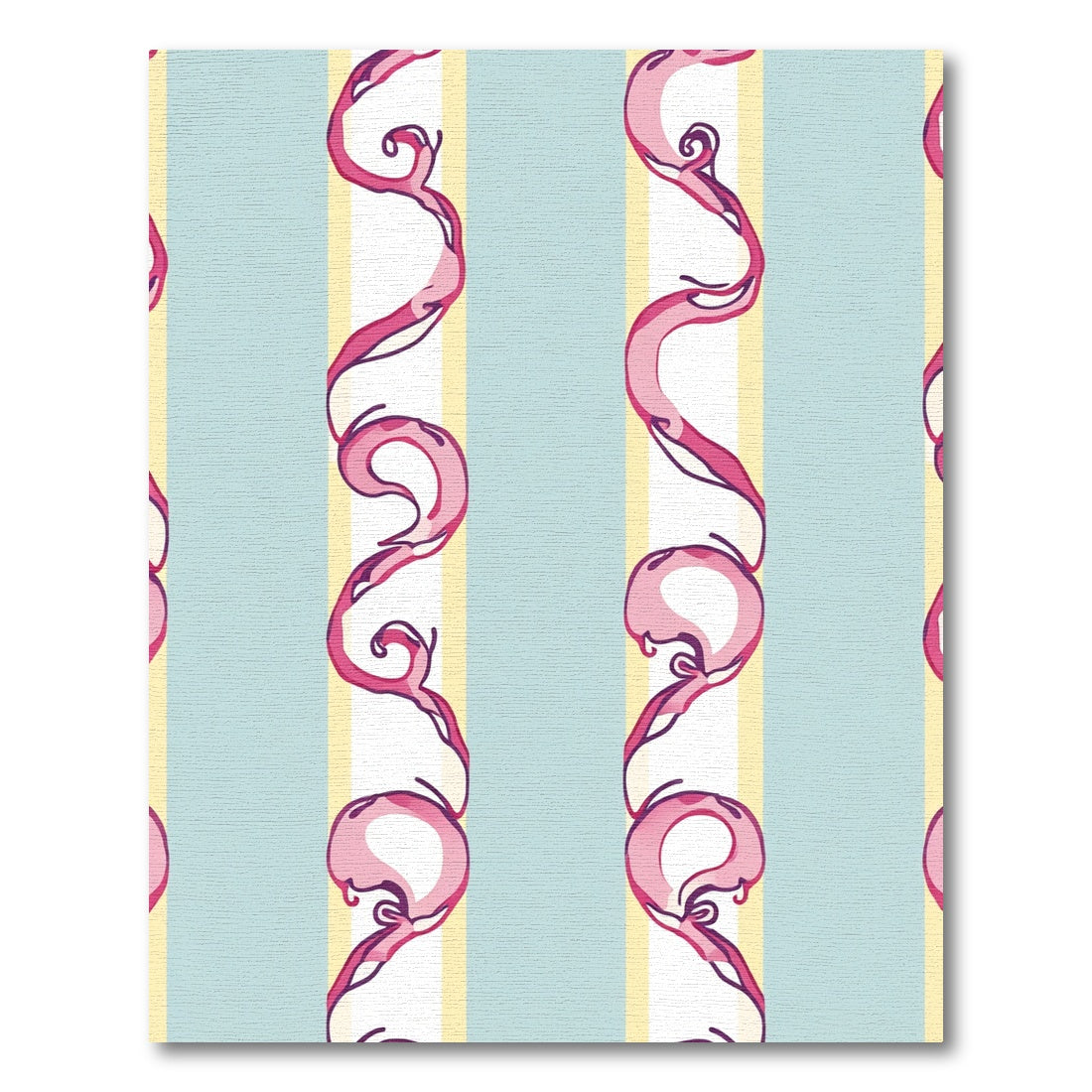 Pink Swirl Ribbon Striped Rug