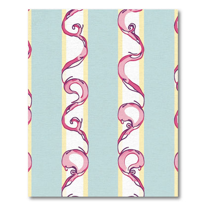 Pink Swirl Ribbon Striped Rug