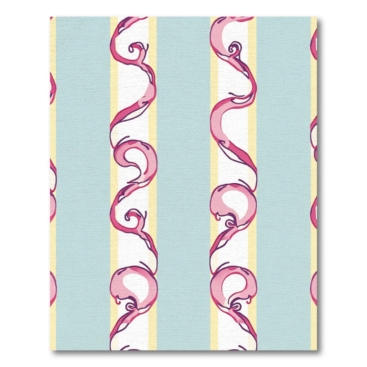 Pink Swirl Ribbon Striped Rug