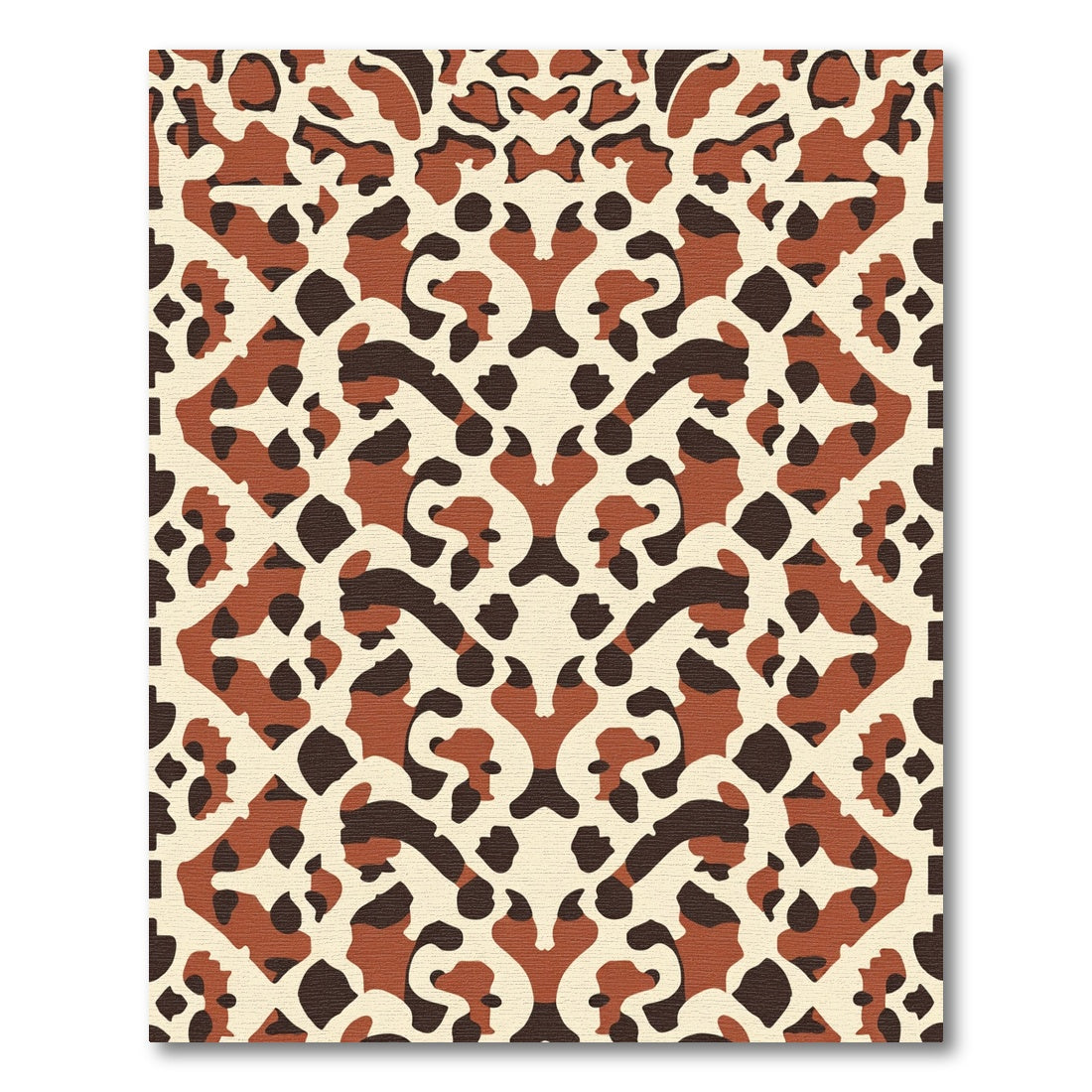 Earthy Brown Symmetrical Animal Print Rug