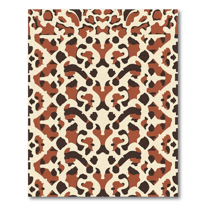 Earthy Brown Symmetrical Animal Print Rug