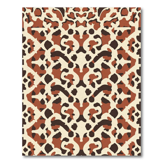 Earthy Brown Symmetrical Animal Print Rug