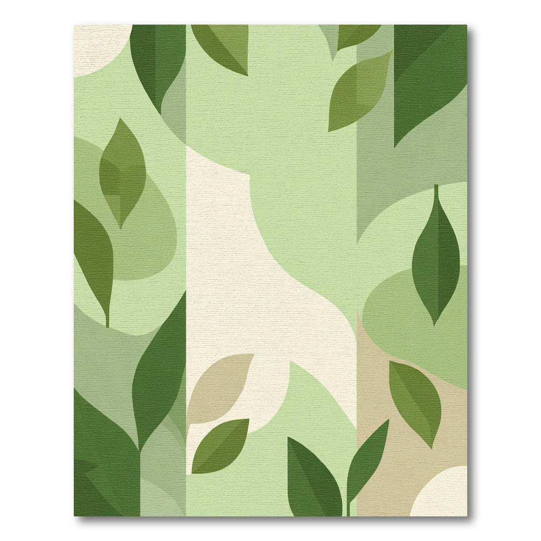 Verdant Spring Leaf Abstract Shapes Rug