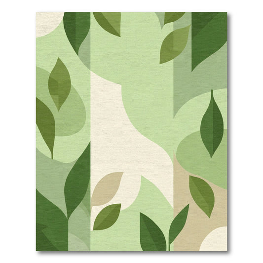 Verdant Spring Leaf Abstract Shapes Rug