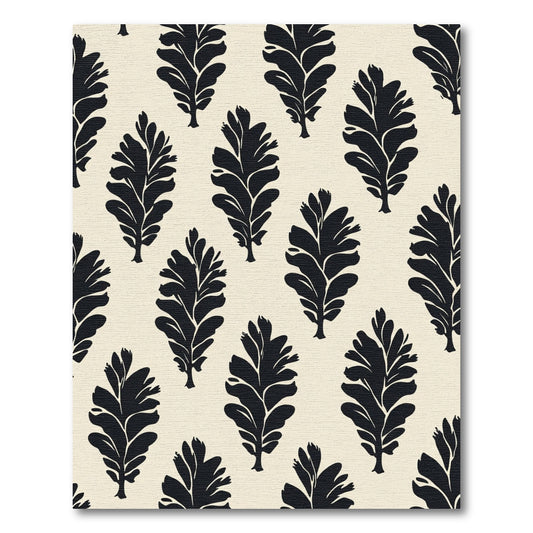 Black Fern Allover Pattern Rug