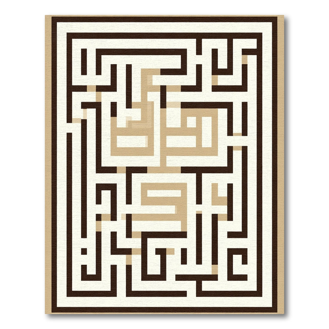 Geometric Brown Maze Labyrinth Rug
