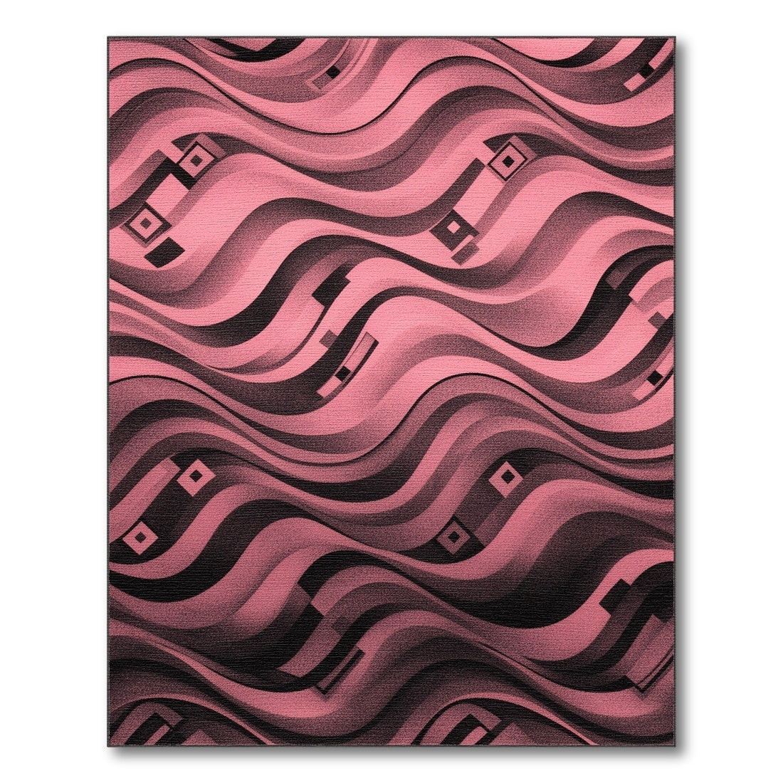 Pink Wavy Geometric Area Rug