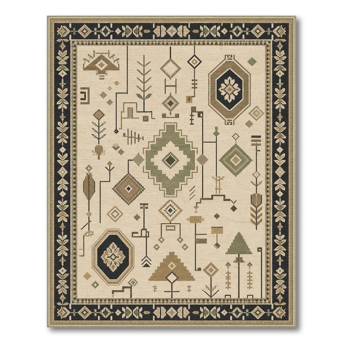 Heritage Tribal Beige Geometric Beige and Neutral Area Rug