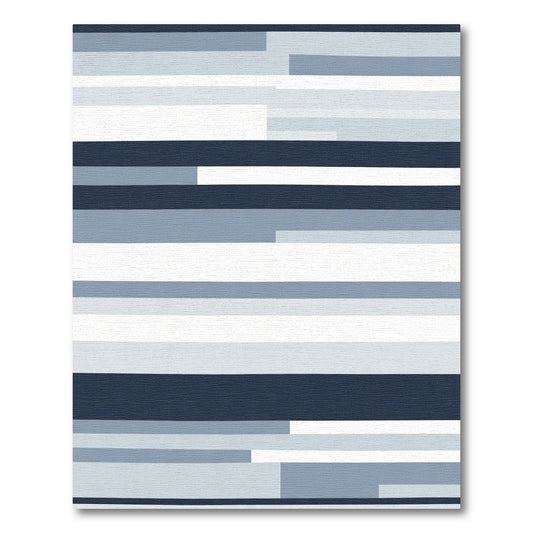 Modern Horizontal Blue White Stripe Rug