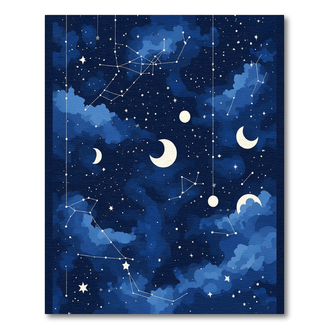 Cosmic Blue Night Constellation Moon Rug