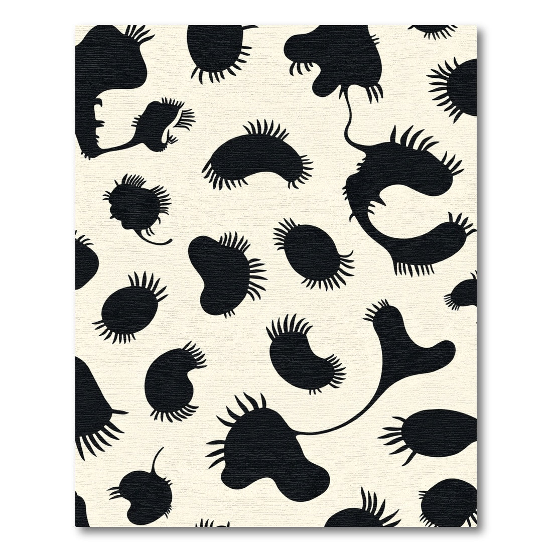 Abstract Black Frothy Organic Shapes Rug