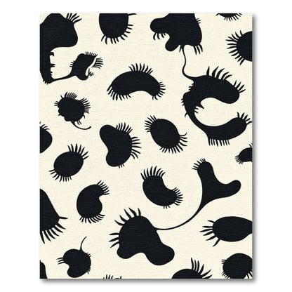 Abstract Black Frothy Organic Shapes Rug