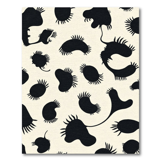 Abstract Black Frothy Organic Shapes Rug