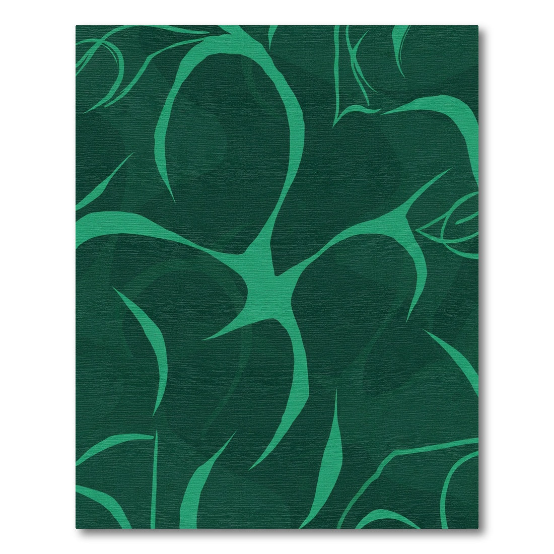 Deep Emerald Abstract Organic Vines Rug