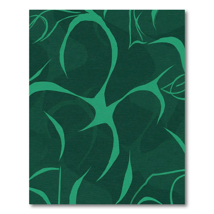 Deep Emerald Abstract Organic Vines Rug