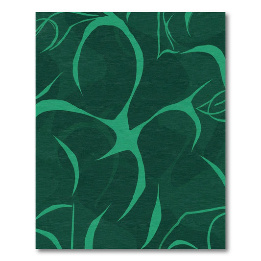 Deep Emerald Abstract Organic Vines Rug