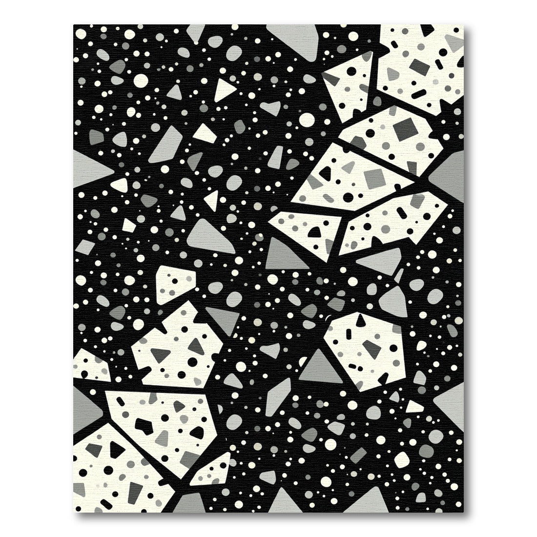 Terrazzo Black White Geometric Mosaic Rug