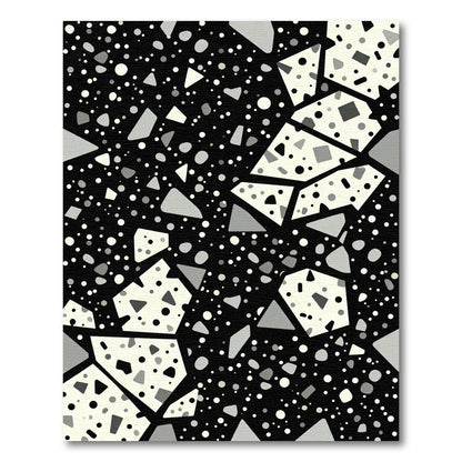 Terrazzo Black White Geometric Mosaic Rug