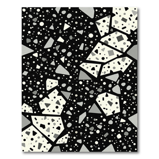 Terrazzo Black White Geometric Mosaic Rug