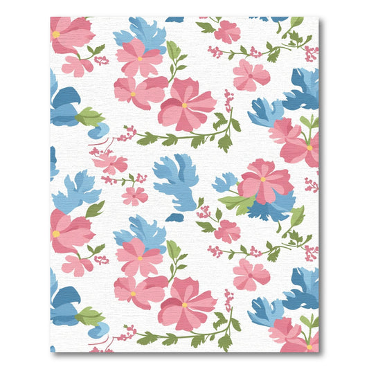 Pink Blue Floral Garden Whimsy Rug