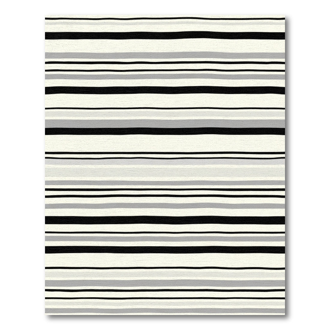 Modern Cream Black Gray Striped Rug