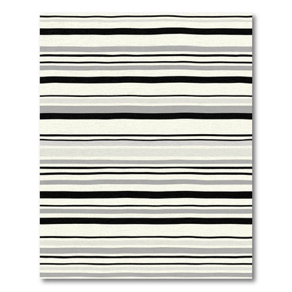 Modern Cream Black Gray Striped Rug