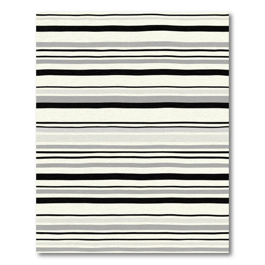 Modern Cream Black Gray Striped Rug