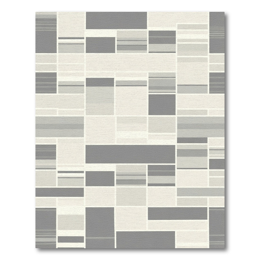 Modern Gray Geometric Block Rug