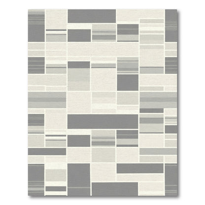 Modern Gray Geometric Block Rug